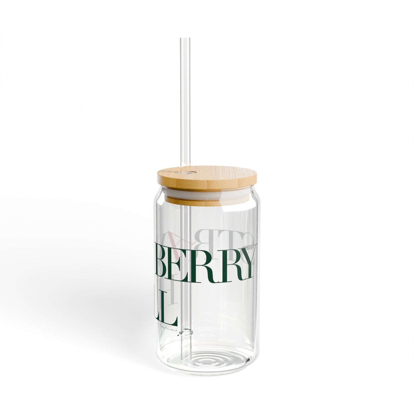 41 Tilt Strawberry Hill Glass Can with Straw and Lid, 16oz