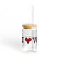 I Heart Weston. Glass Can with Straw and Lid, 16oz