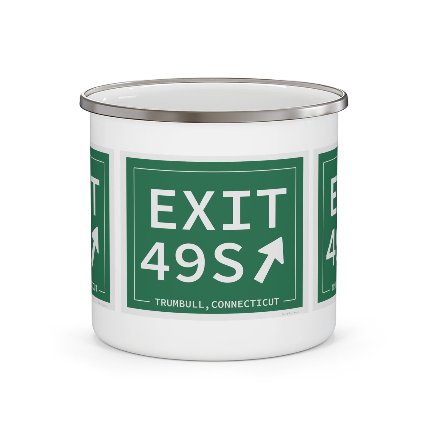Vintage Exit 49S  Merritt Parkway Sign Enamel Camping Mug