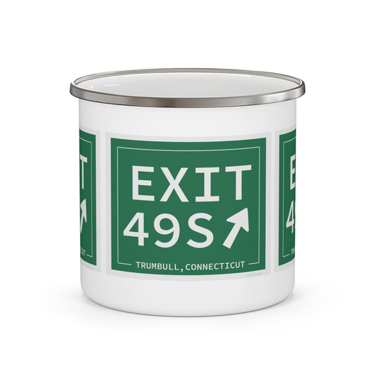 Vintage Exit 49S  Merritt Parkway Sign Enamel Camping Mug