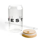 Weston Vision Glass Can with Straw and Lid, 16oz
