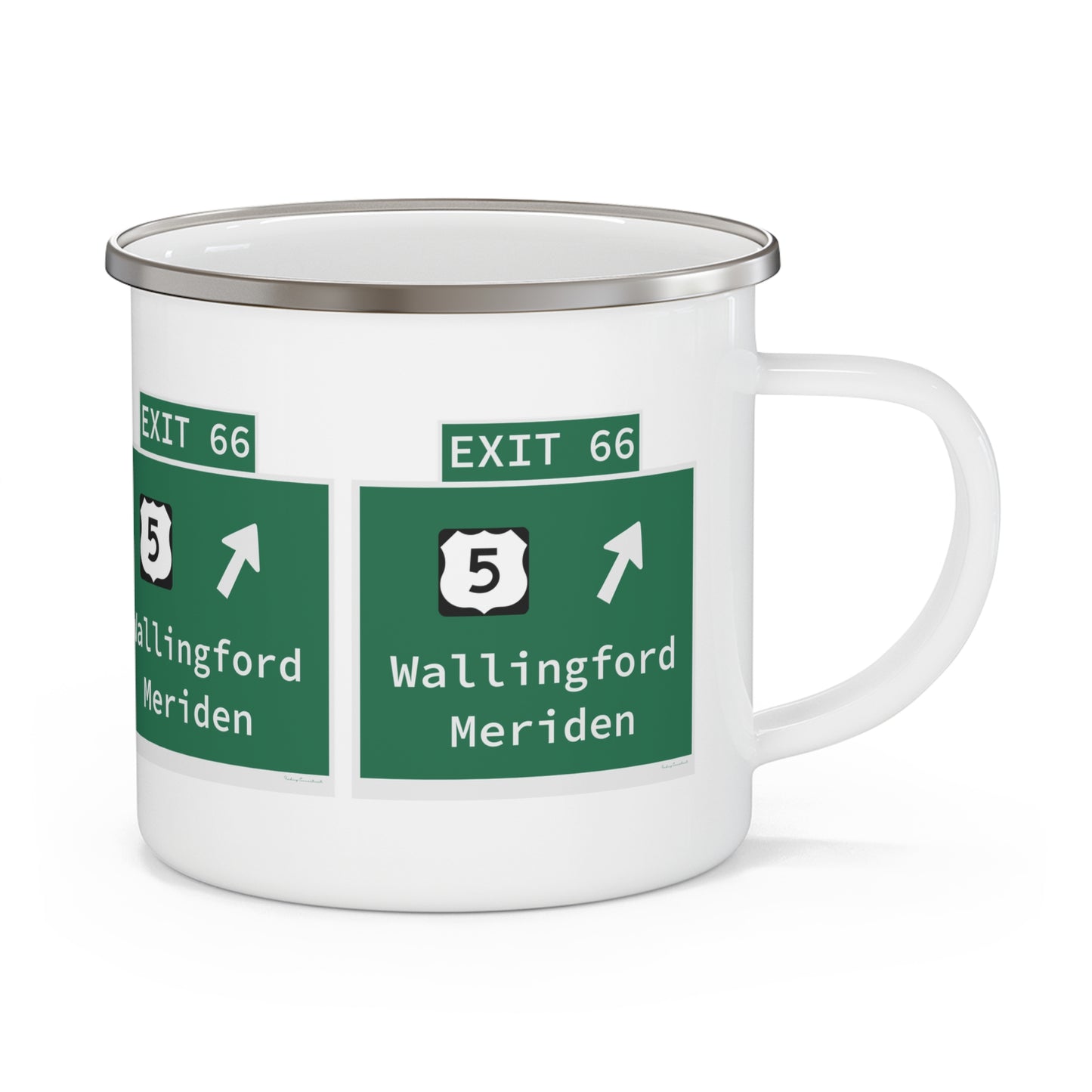 Vintage WCP Exit 66 Sign Enamel Camping Mug