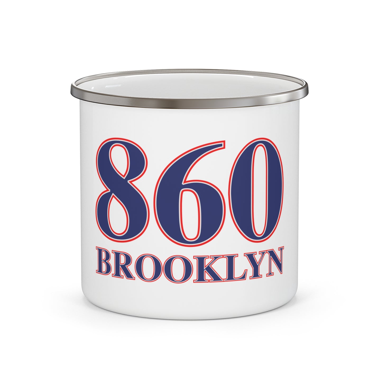 860 Brooklyn Red, White & Blue Enamel Camping Mug