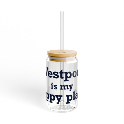 Westport Is My Happy Place Sipper Glass, 16oz