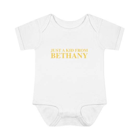 Just a kid from Bethany Infant Baby Rib Bodysuit