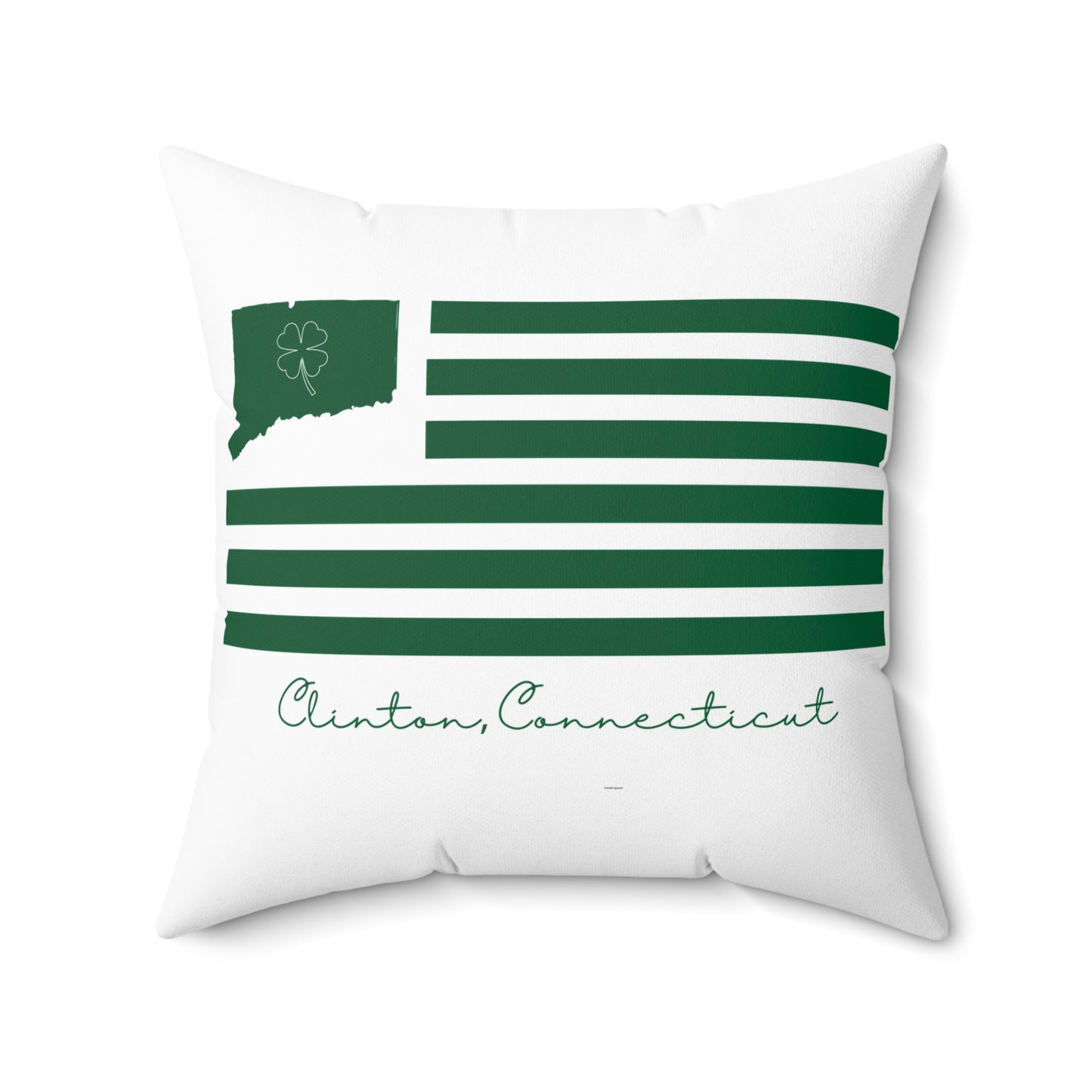 Clinton Connecticut St. Patrick’s Day Flag Spun Polyester Square Pillow