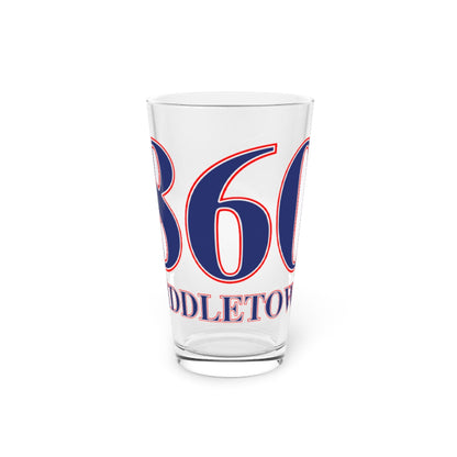 860 middletown red white blue pint glass // middletown connecticut drinkware, mugs and gifts // finding connecticut 