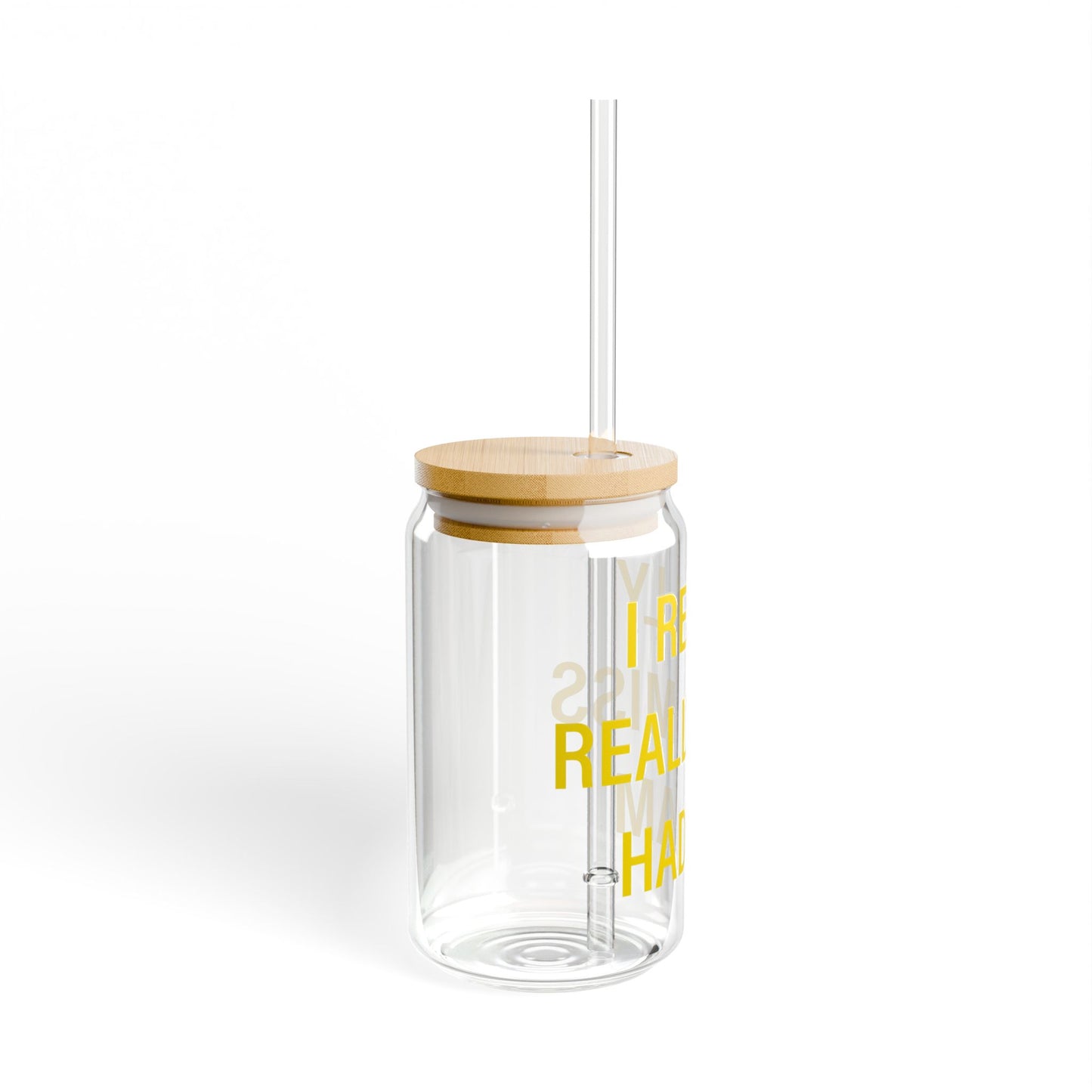 I Really Really Miss Haddam Glass Can with Straw and Lid, 16oz