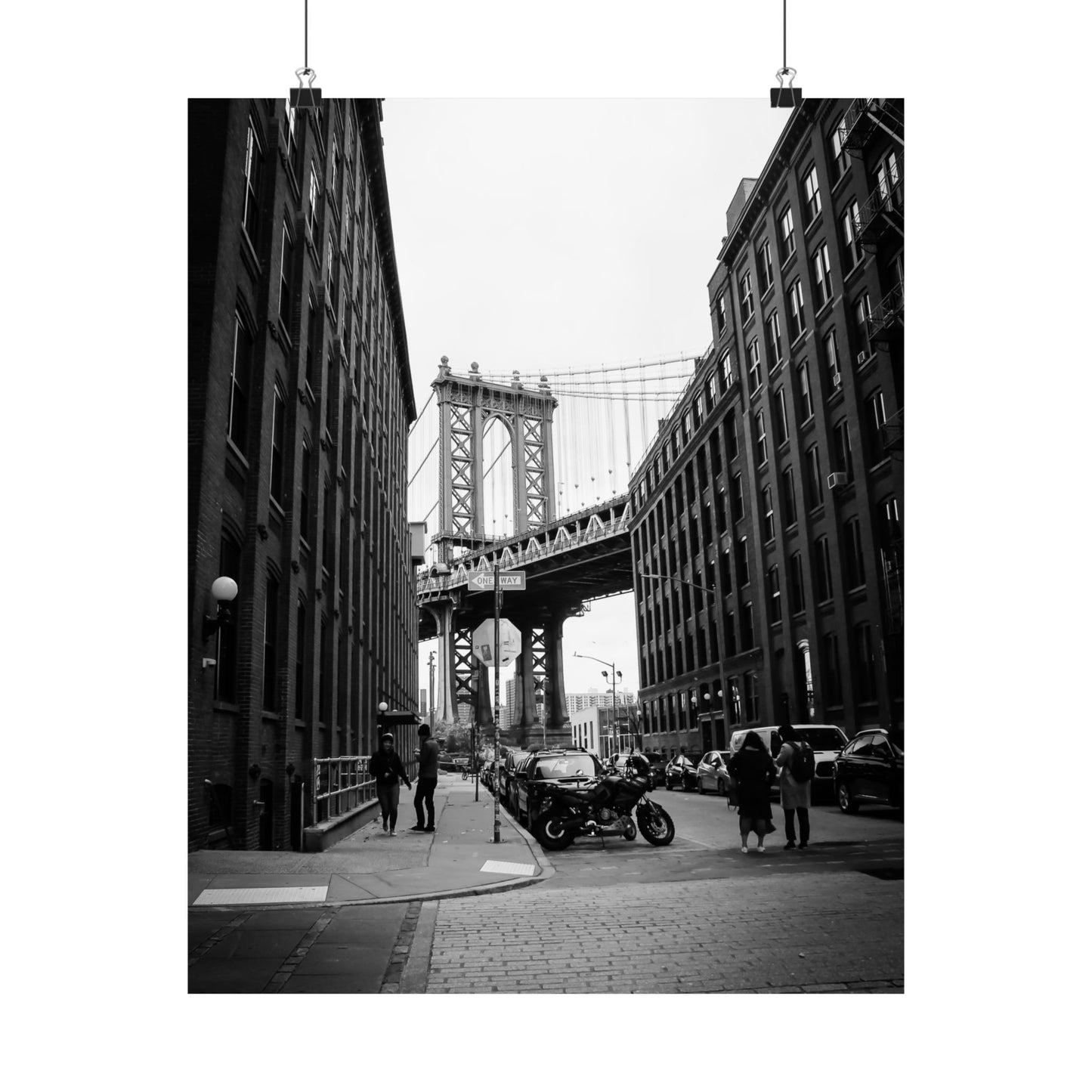 Manhattan Bridge Black and White Matte Vertical Posters