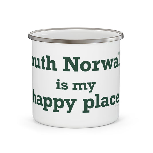 South Norwalk is My Happy Place Enamel Camping Mug