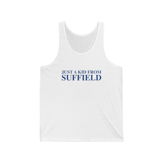 Just a kid from Suffield Unisex Jersey Tank Top