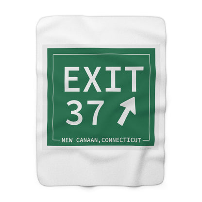 Vintage Exit 37 Merritt Parkway Sign Sherpa Fleece Blanket