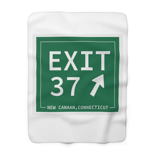 Vintage Exit 37 Merritt Parkway Sign Sherpa Fleece Blanket