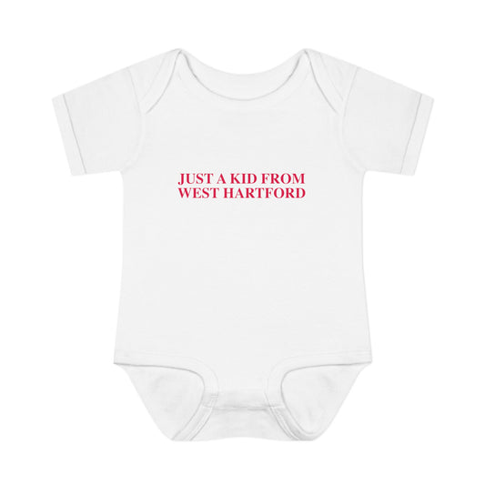 Just a kid from West Hartford Infant Baby Rib Bodysuit