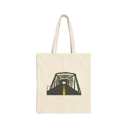 Saugatuck Bridge Lights Cotton Canvas Tote Bag