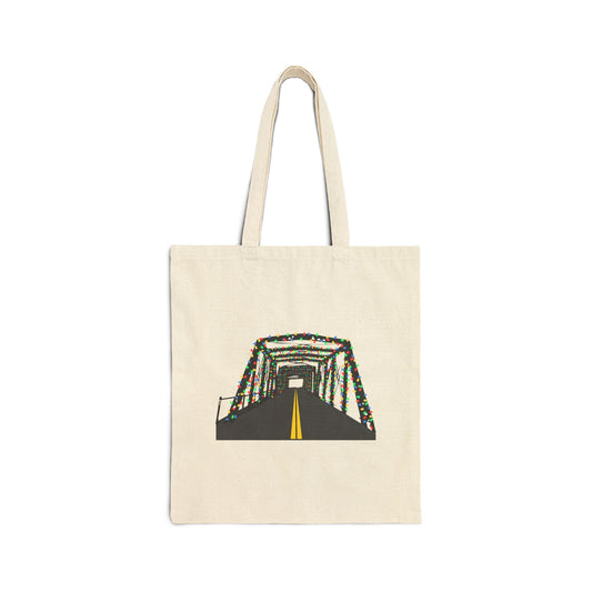Saugatuck Bridge Lights Cotton Canvas Tote Bag