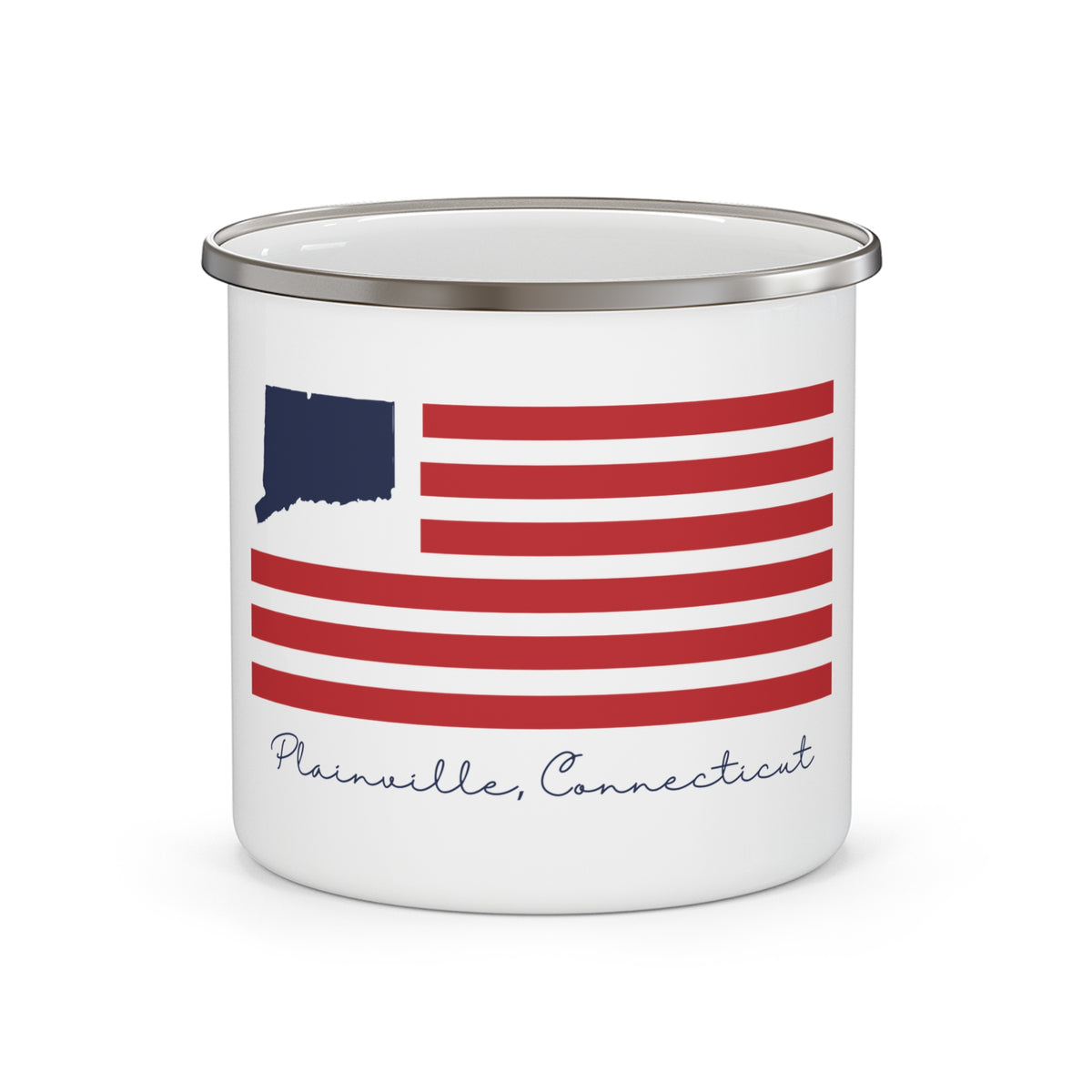Plainville Connecticut Flag Enamel Camping Mug