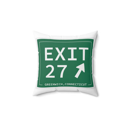 Vintage Exit 27 Merritt Parkway Sign Spun Polyester Square Pillow