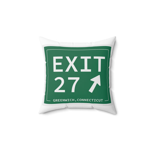 Vintage Exit 27 Merritt Parkway Sign Spun Polyester Square Pillow