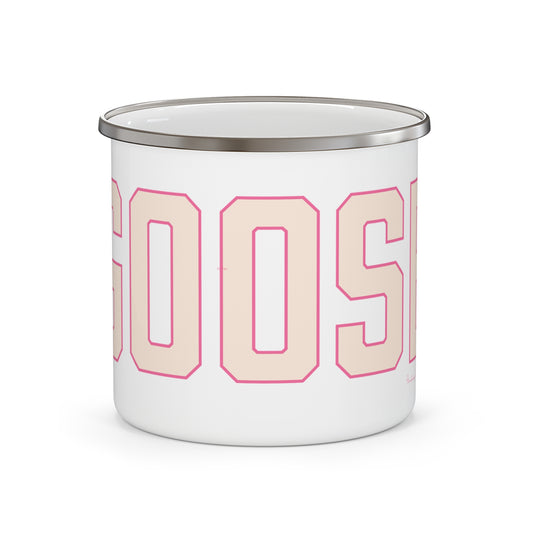 Goose Zip Code Peach & Pink Enamel Camping Mug