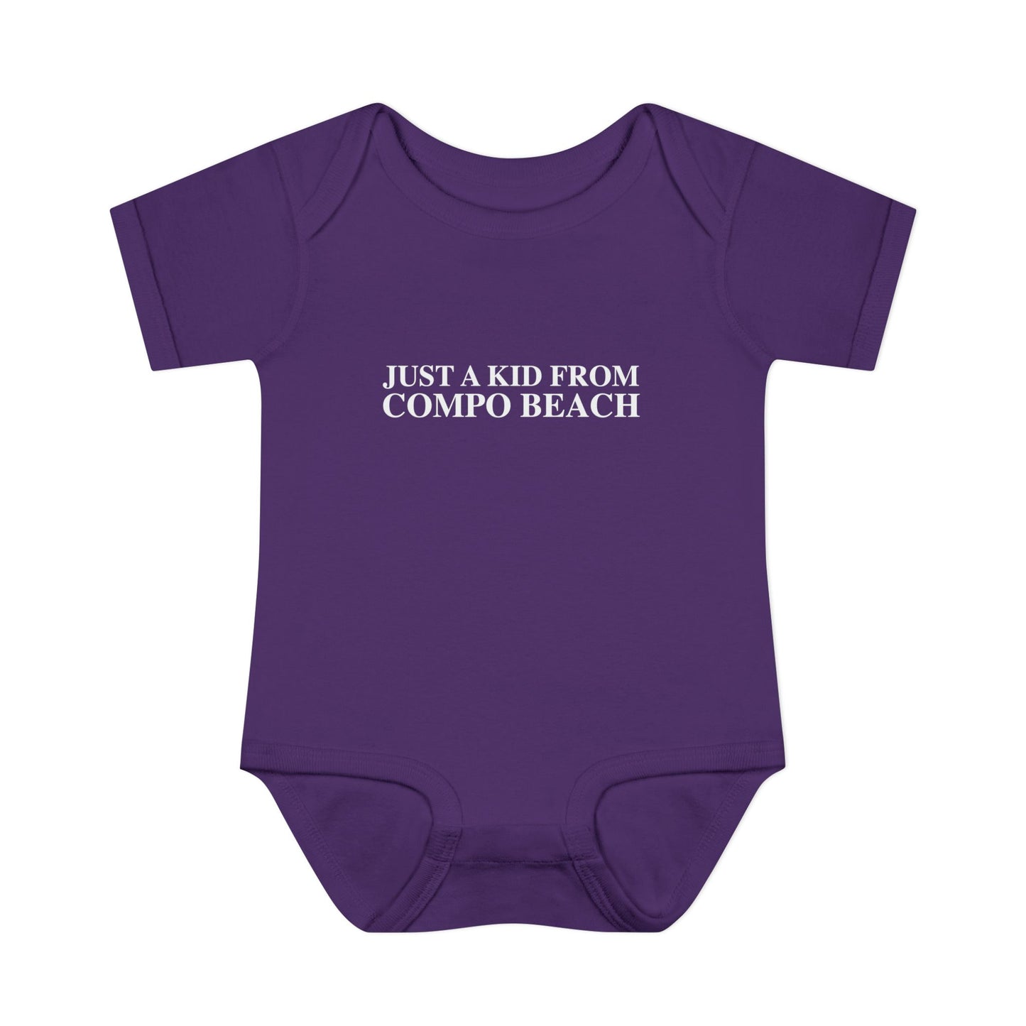 Just a kid from Compo Beach Infant Baby Rib Bodysuit