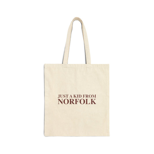 Just a kid from Norfolk Cotton Canvas Tote Bag