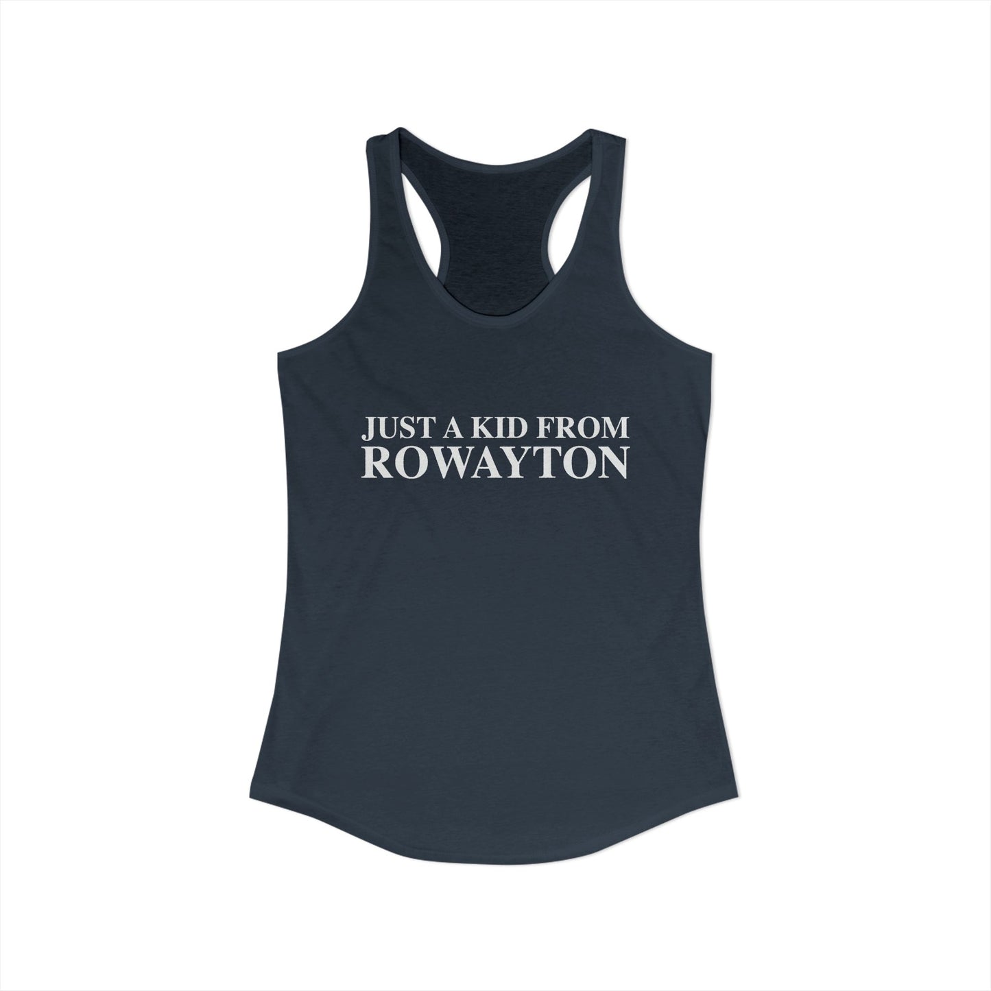 Just a kid from Rowayton Women's Ideal Racerback Tank Top