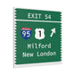 Vintage Merritt Parkway Exit 54 Sign Matte Canvas, Stretched, 1.25"
