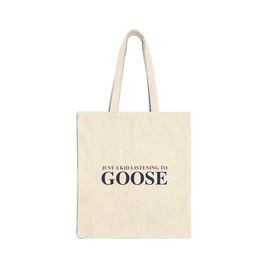 Just a kid listening to Goose - Blue & Purple Cotton Canvas Tote Bag