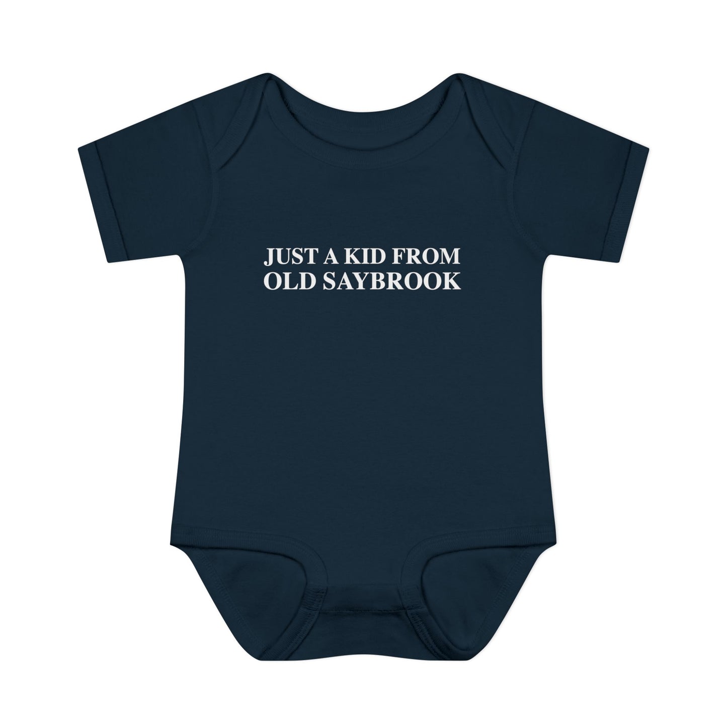 Just a kid from Old Saybrook Infant Baby Rib Bodysuit