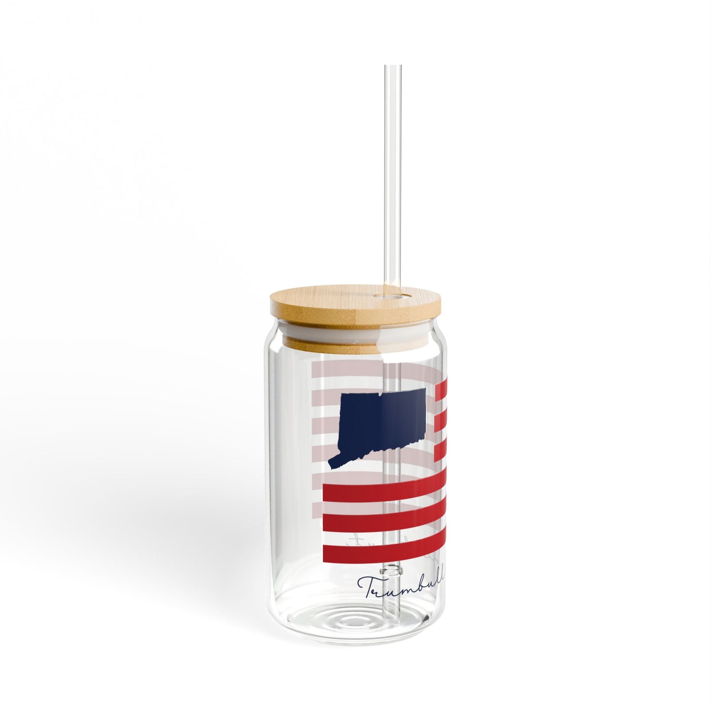 Trumbull Connecticut Flag Sipper Glass, 16oz