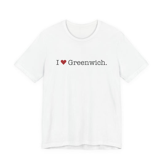 I Heart Greenwich. Unisex Jersey Short Sleeve T-Shirt