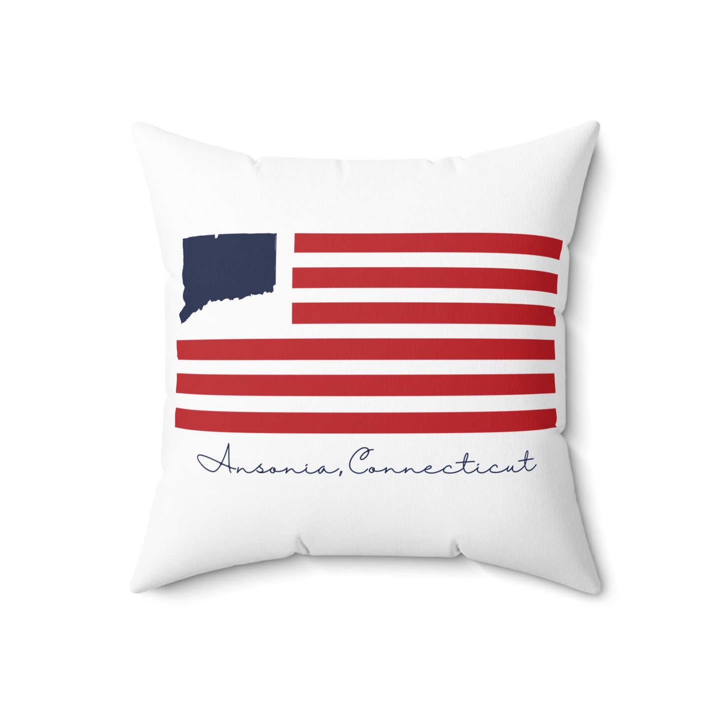 Ansonia Connecticut Flag Spun Polyester Square Pillow