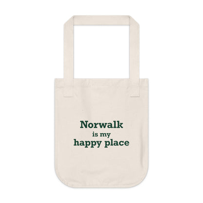 Norwalk is my Happy Place Organic Canvas Tote Bag