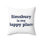 Simsbury is My Happy Place Polyester Square Pillow