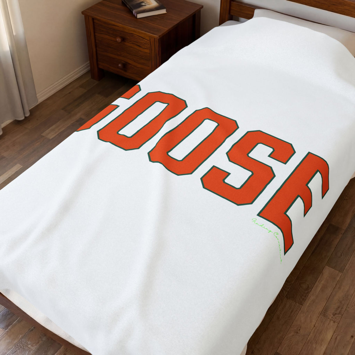 Goose Zip Code Orange & Green Velveteen Plush Blanket