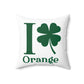 I Clover Orange Spun Polyester Square Pillow