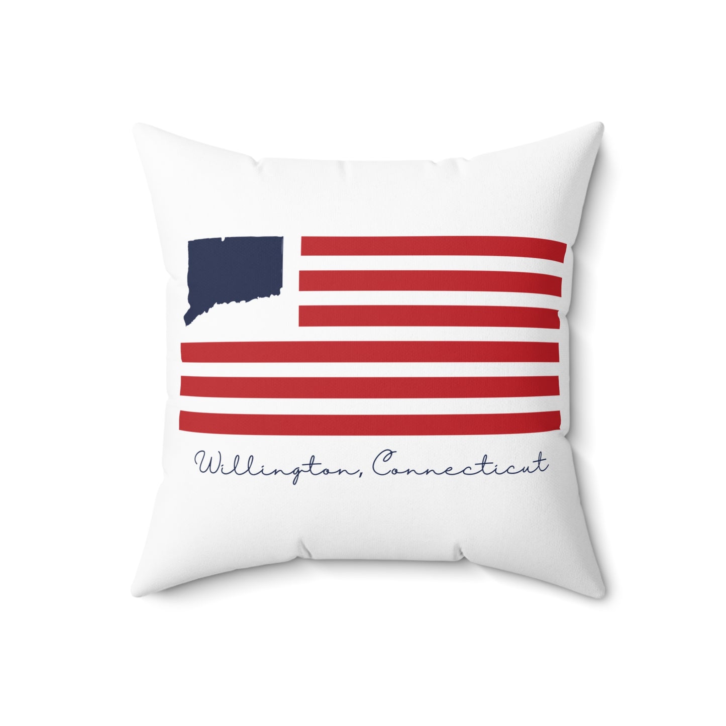 Willington Connecticut Flag Spun Polyester Square Pillow