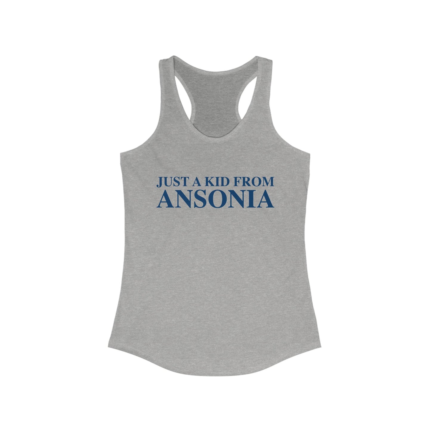 Just a kid from Ansonia Women's Ideal Racerback Tank Top