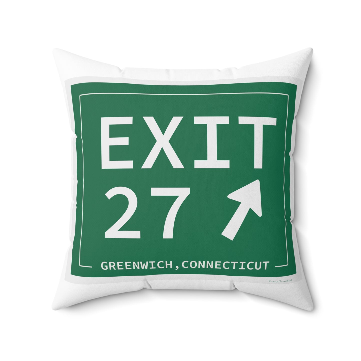 Vintage Exit 27 Merritt Parkway Sign Spun Polyester Square Pillow