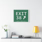Vintage Exit 38 Merritt Parkway Sign Matte Canvas, Stretched, 1.25"