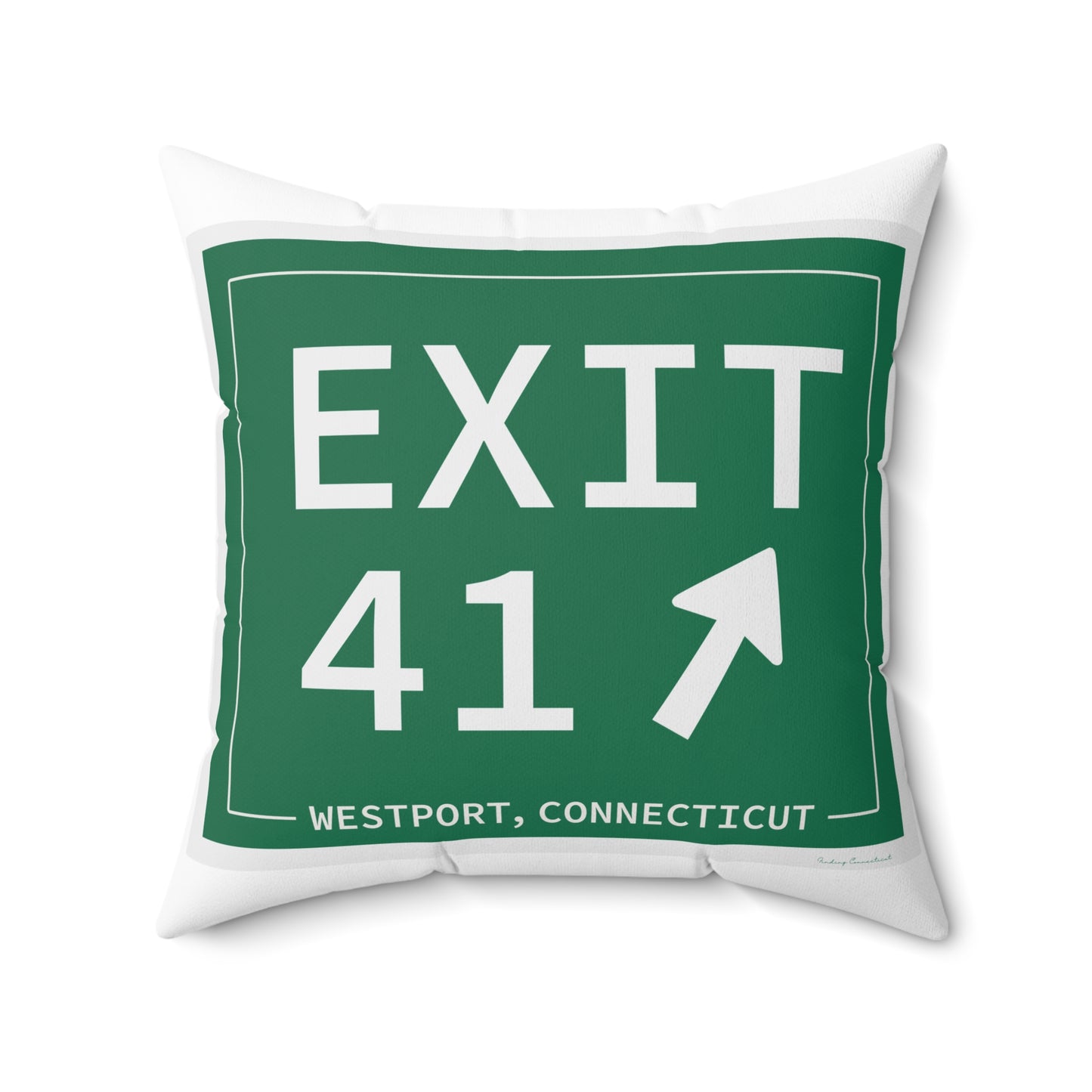 Vintage Exit 41 Merritt Parkway Sign Spun Polyester Square Pillow