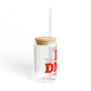 I Heart DNBY Glass Can with Straw and Lid, 16oz