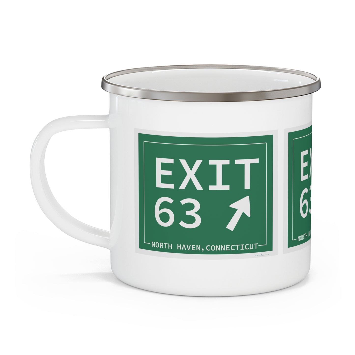 Vintage Exit 63 WCP Sign Enamel Camping Mug