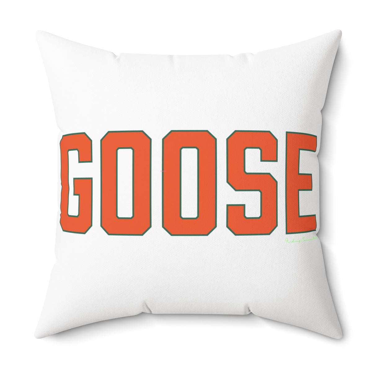Goose Zip Code Orange & Green Spun Polyester Square Pillow