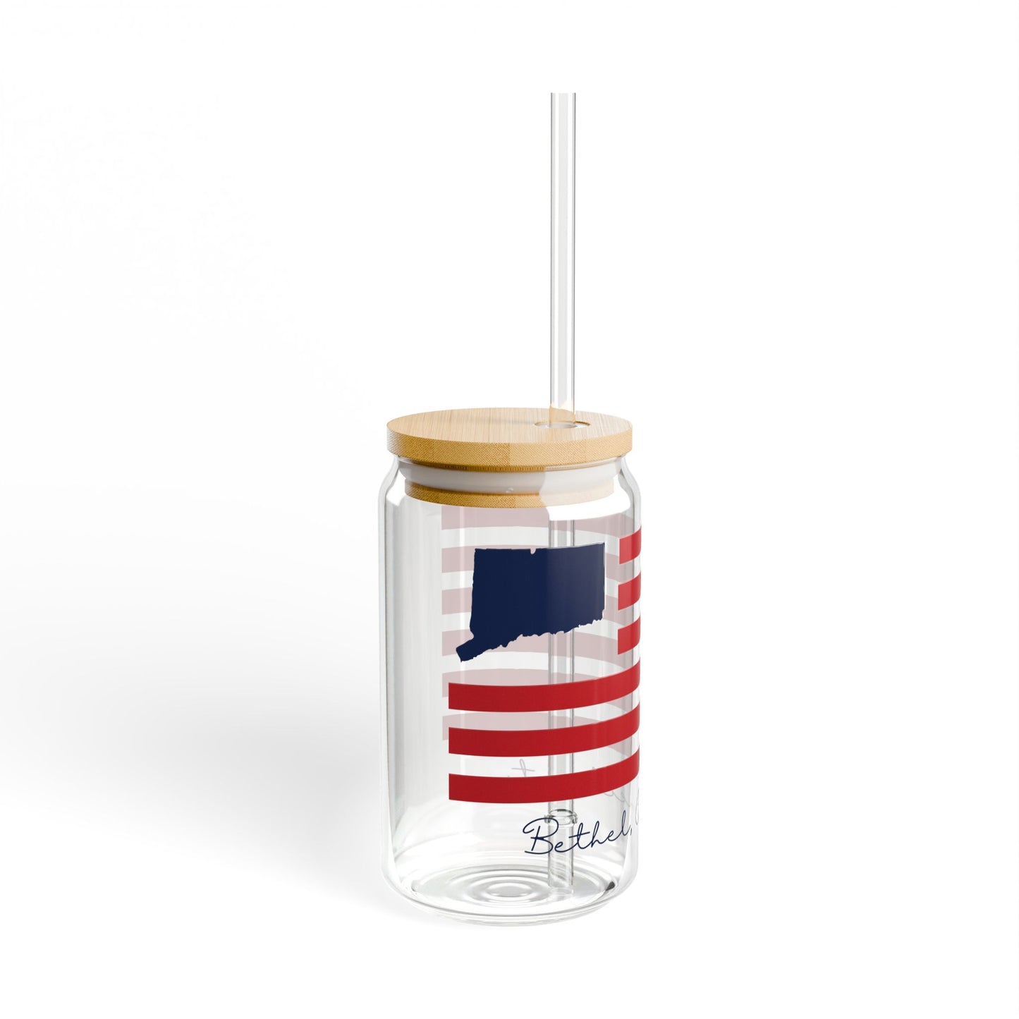 Bethel Connecticut Flag Sipper Glass, 16oz