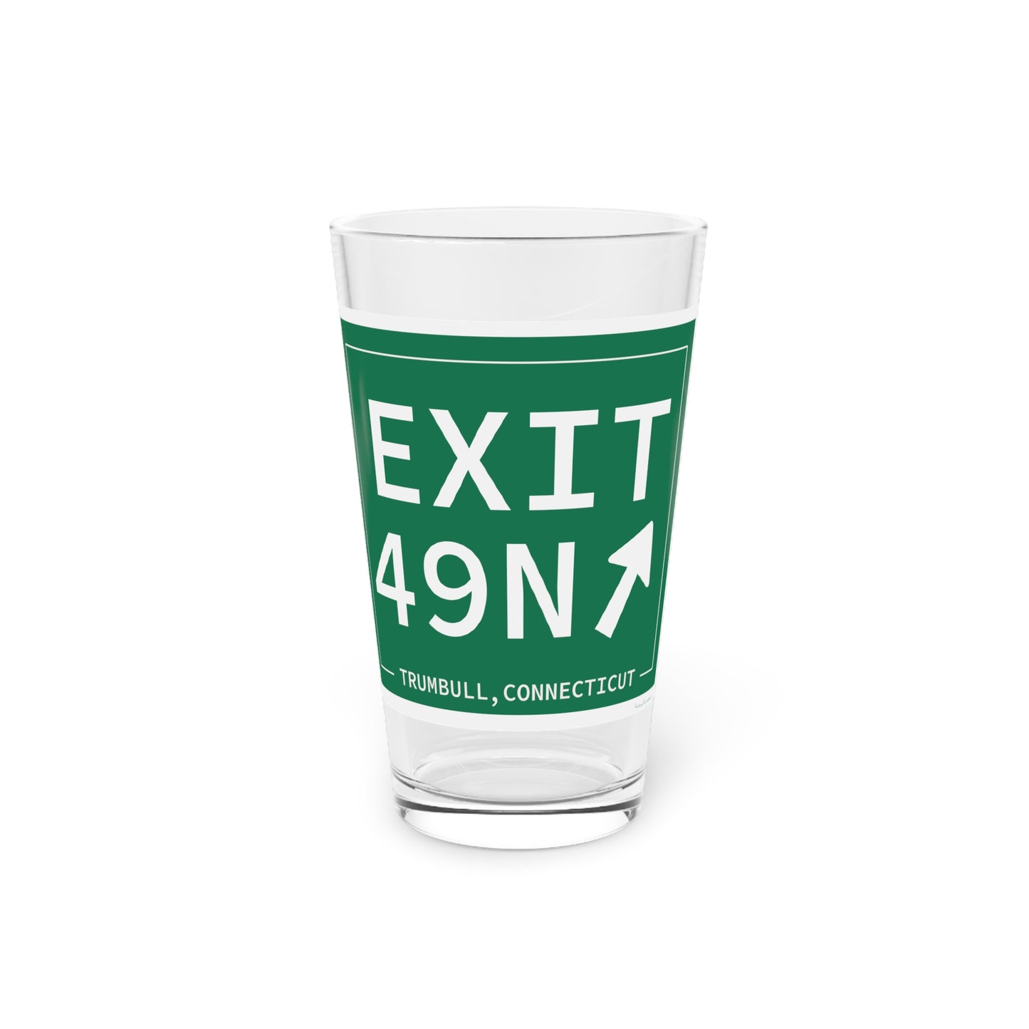 Vintage Exit 49N  Merritt Parkway Sign Pint Glass, 16oz
