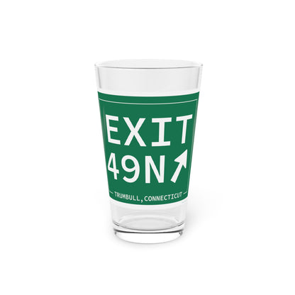 Vintage Exit 49N  Merritt Parkway Sign Pint Glass, 16oz