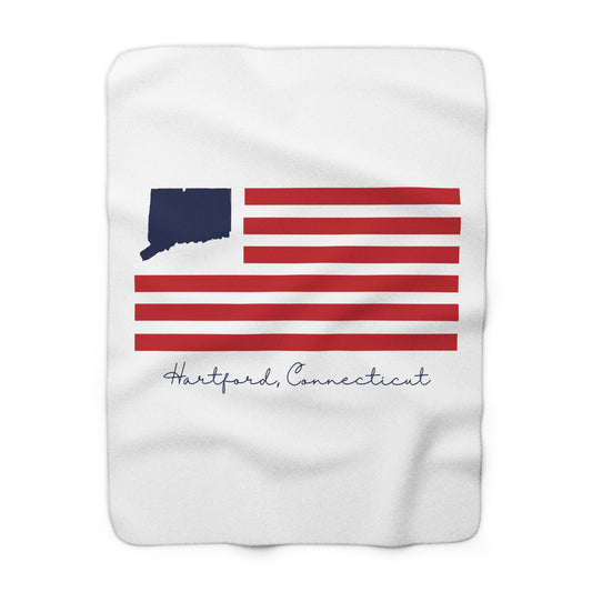 Hartford Connecticut Flag Sherpa Fleece Blanket