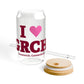 I Heart GRCH Glass Can with Straw and Lid, 16oz